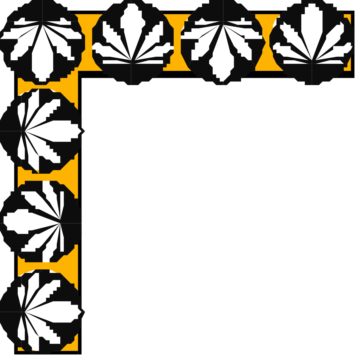Black and Yellow Leaf Frame Clipart - Elegant Borders and Corners Design