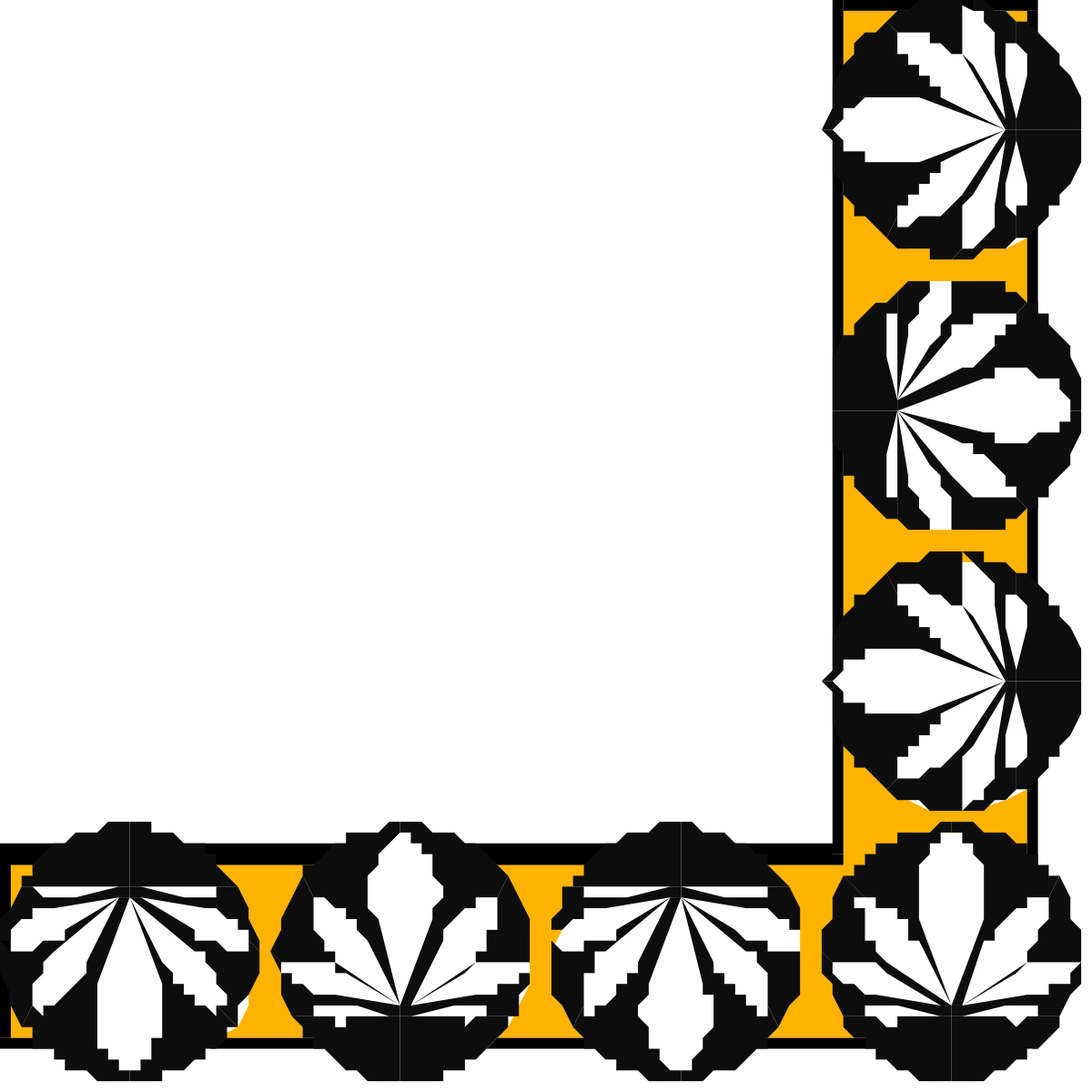 Borders and Corners Clipart: Black and Yellow Frame with Leaves