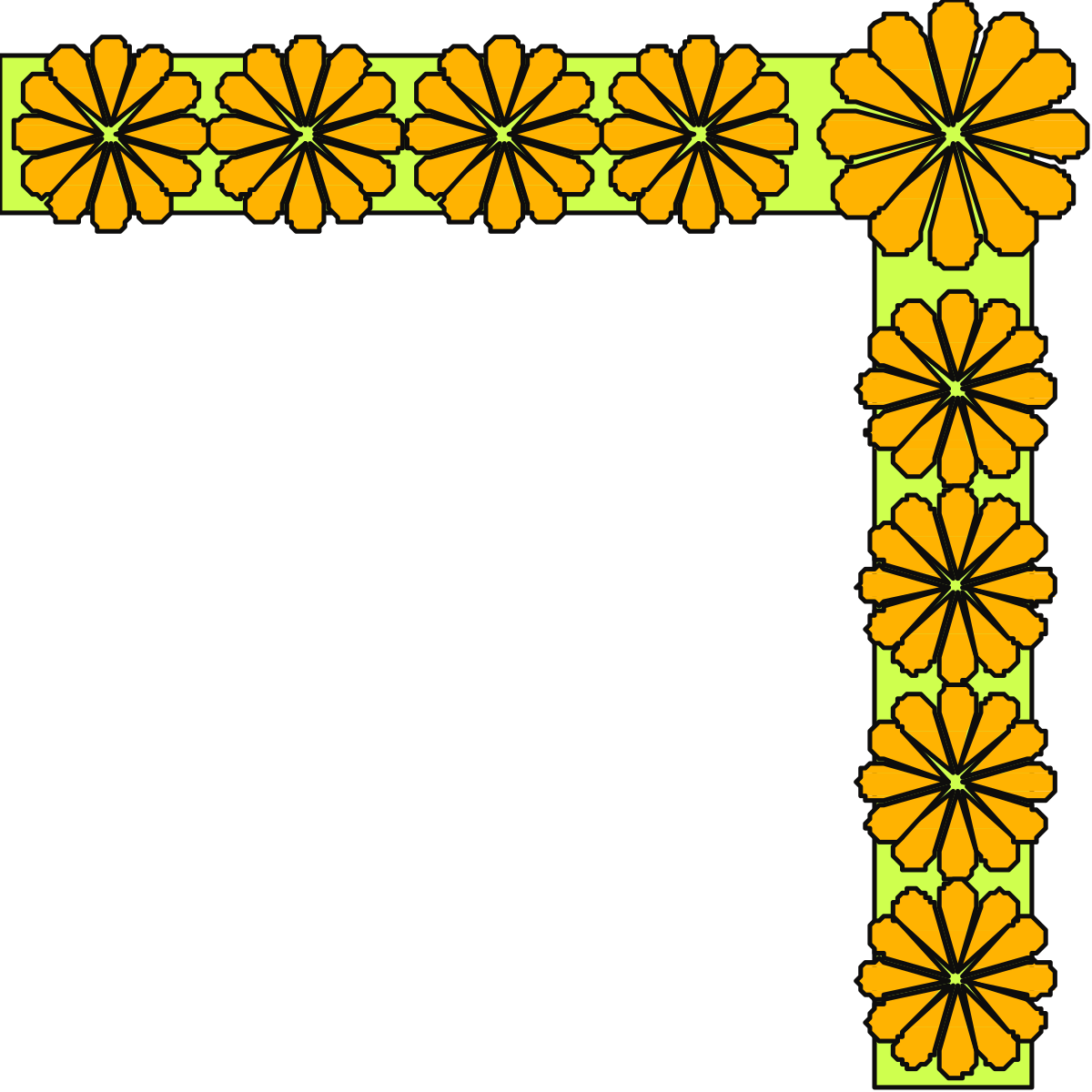 Green and Yellow Flower Frame Clipart - Beautiful Borders and Corners