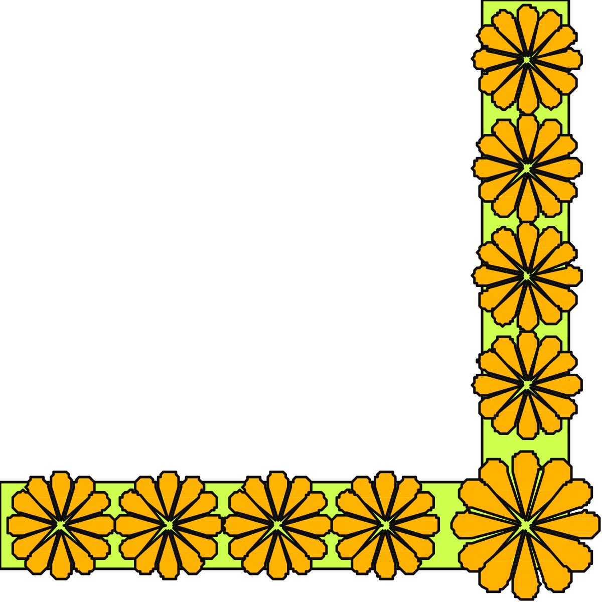 Green and Yellow Floral Frame: Beautiful Borders and Corners for Clipart