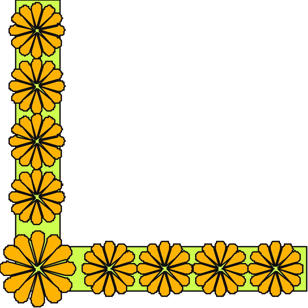 Green and Yellow Floral Frame Corners for Clipart Design