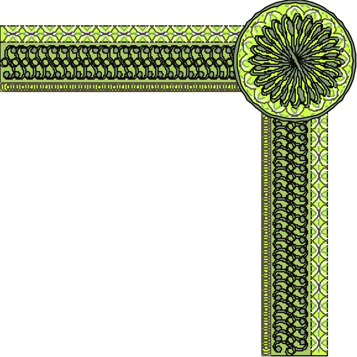 Green and Black Frame with Flower Clipart - Elegant Borders and Corners