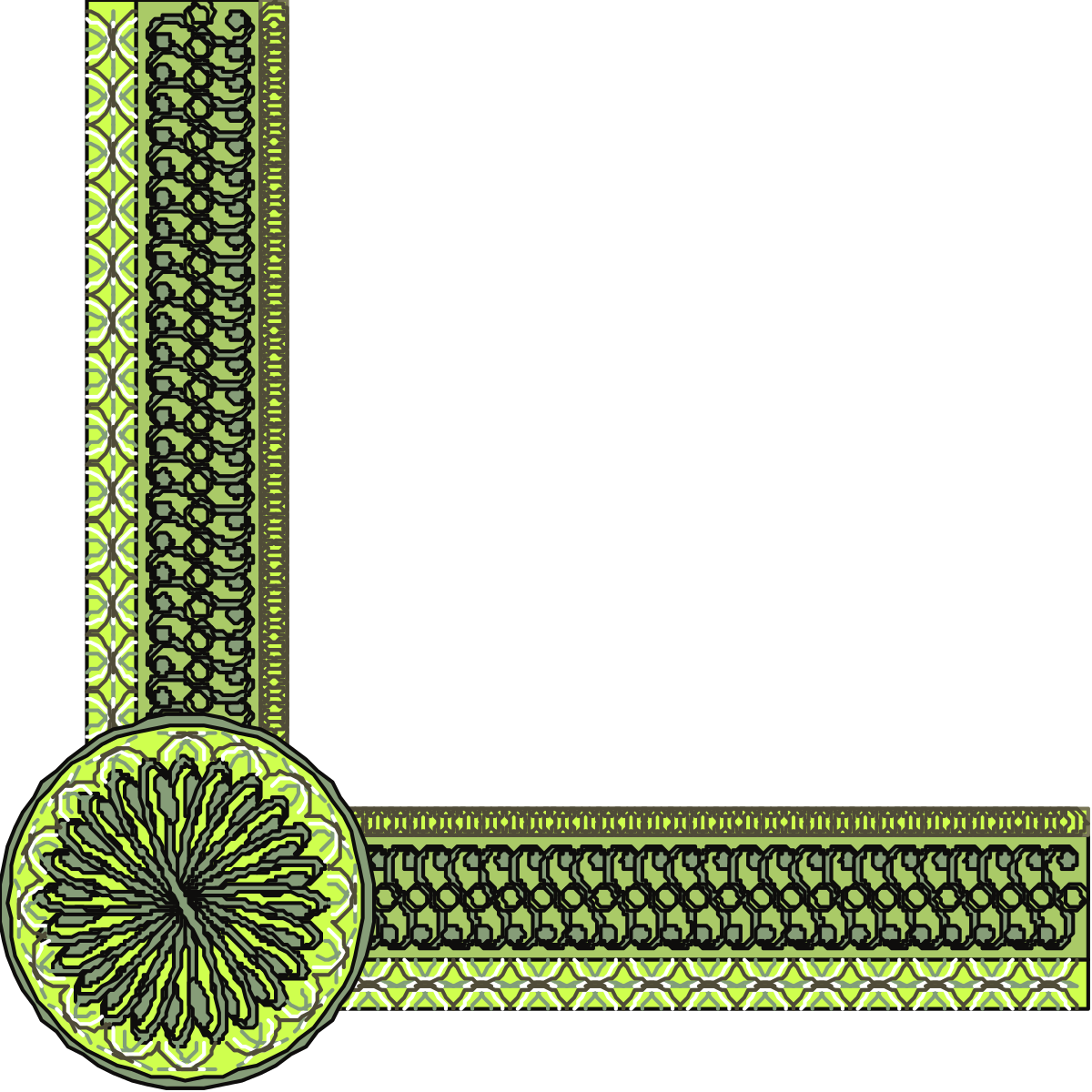 Green Flower Pattern Frame Clipart - Elegant Borders and Corners