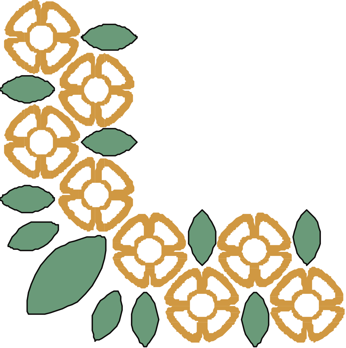 Floral Border Clipart: Green and Brown Decorative Corners