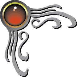 Red Eye Clipart - Striking Black and White Borders & Corners Design