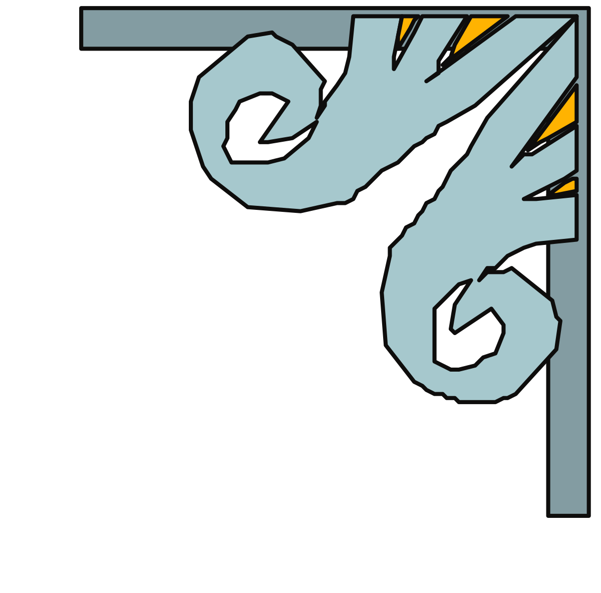 Black and White Logo with Yellow and Blue Design - Stylish Borders and Corners Clipart