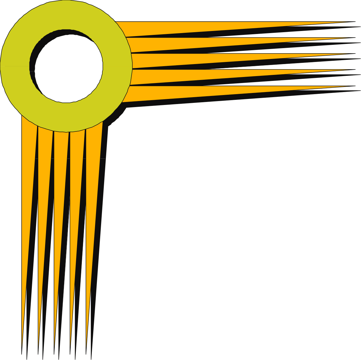 Green Circle with Yellow Rays: Vibrant Borders and Corners Clipart