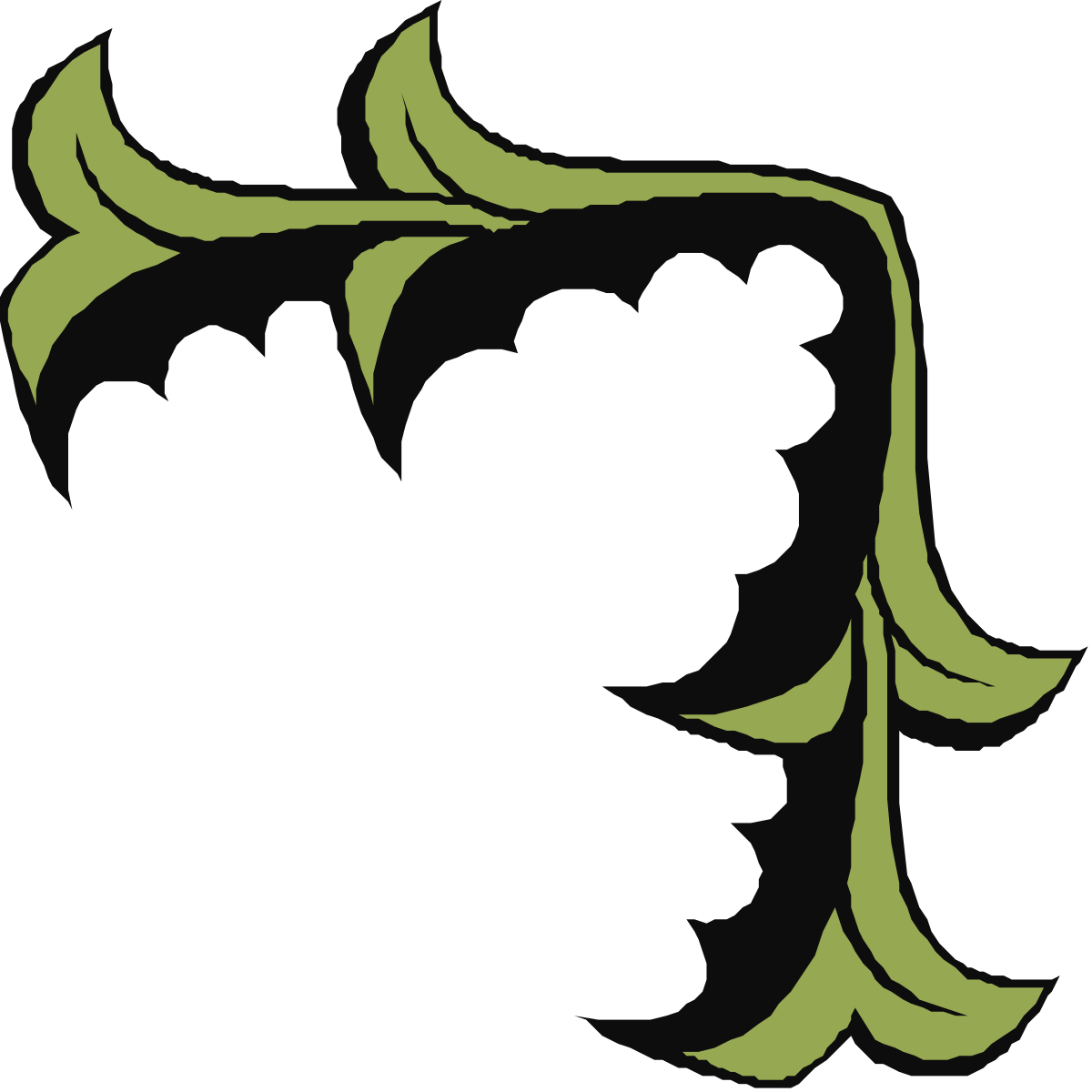 Stylized Face Clipart Logo in Black and Green for Creative Borders and Corners