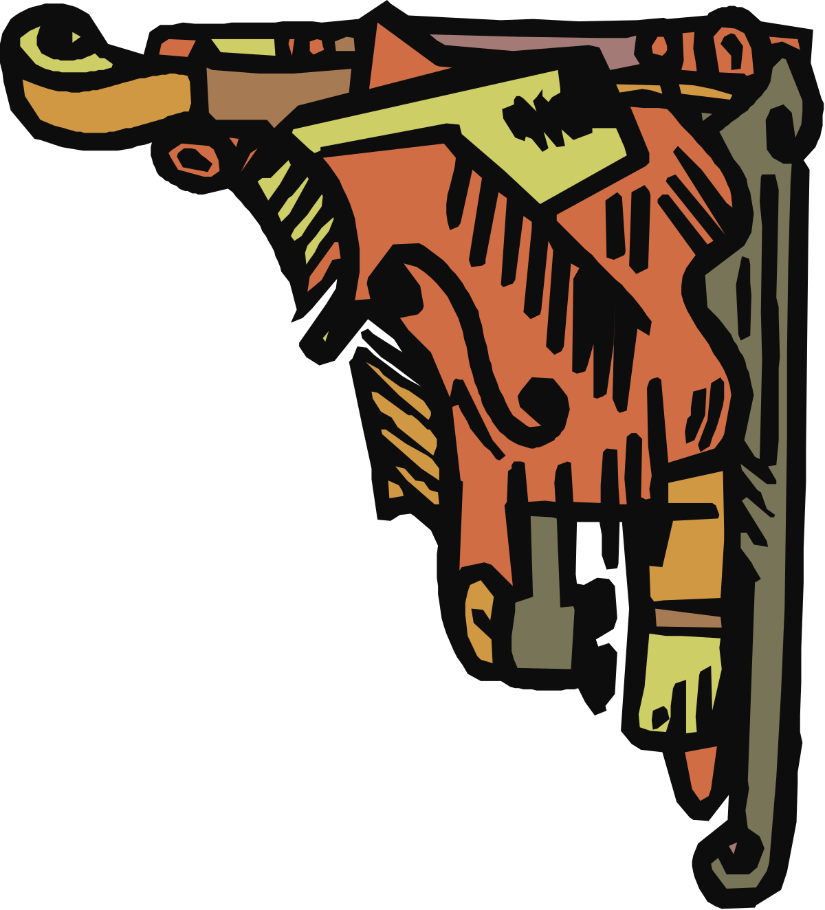 a cow with a long horn on its head clip art png transparent Long-Horned Cow Clipart: Decorative Borders and Corners