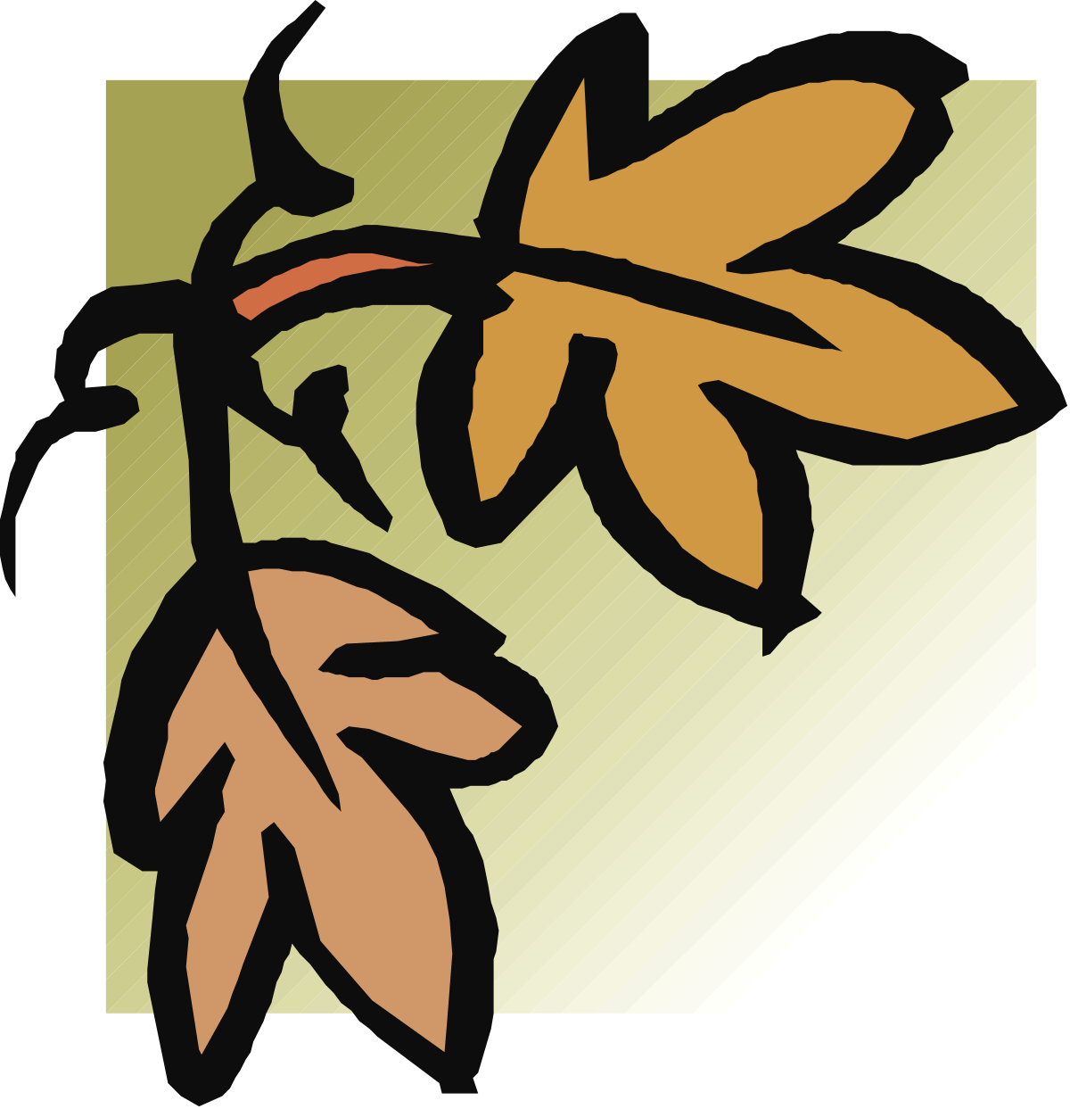 Borders and Corners Clipart: Elegant Branch with Leaves Design