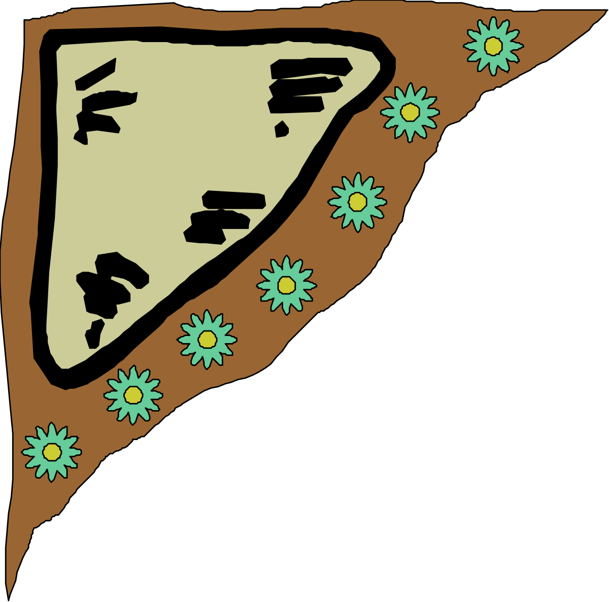 Pizza Slice with Flowers Clipart - Stylish Borders and Corners