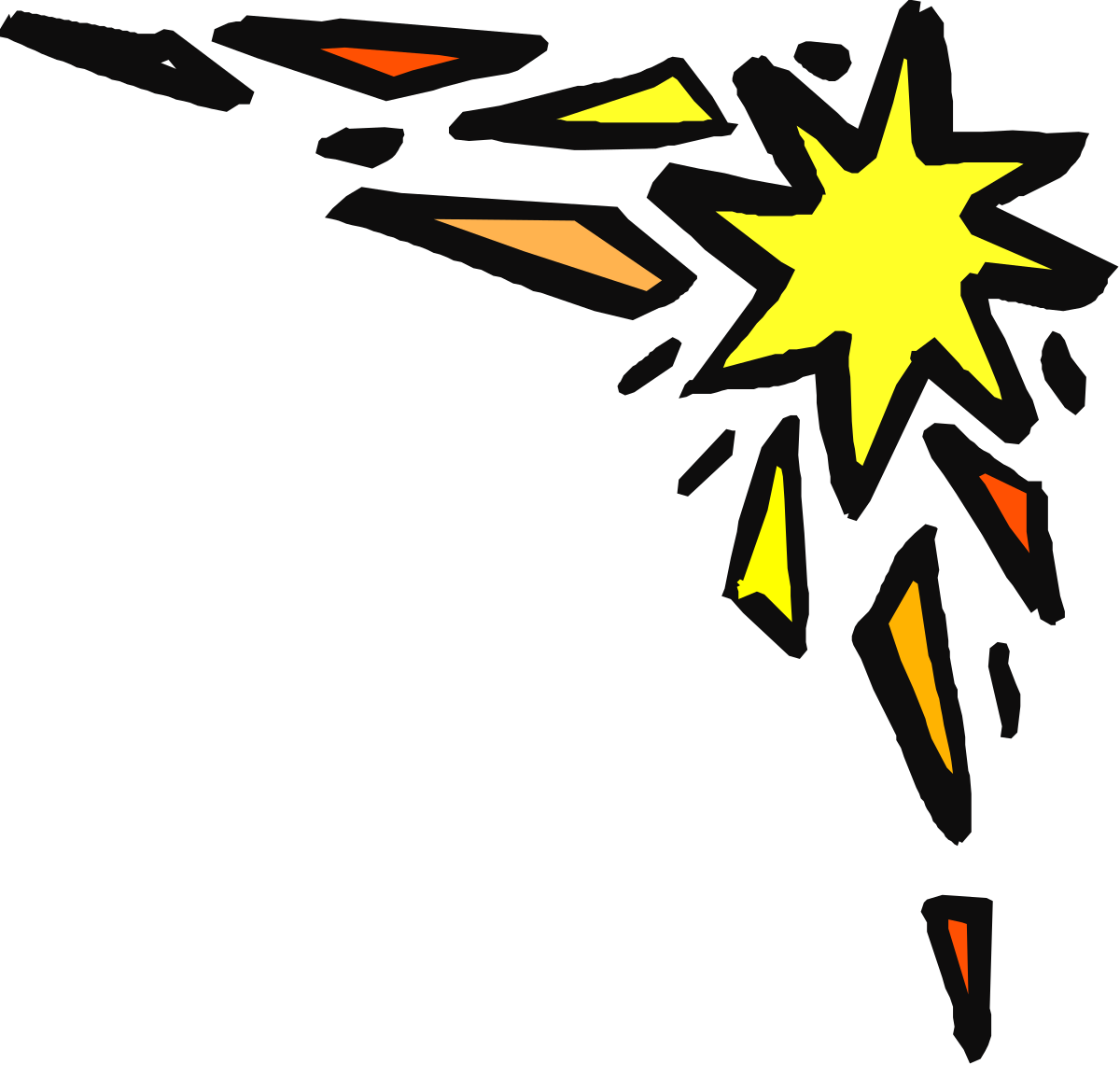 Flying Yellow Star Clipart - Decorative Borders and Corners