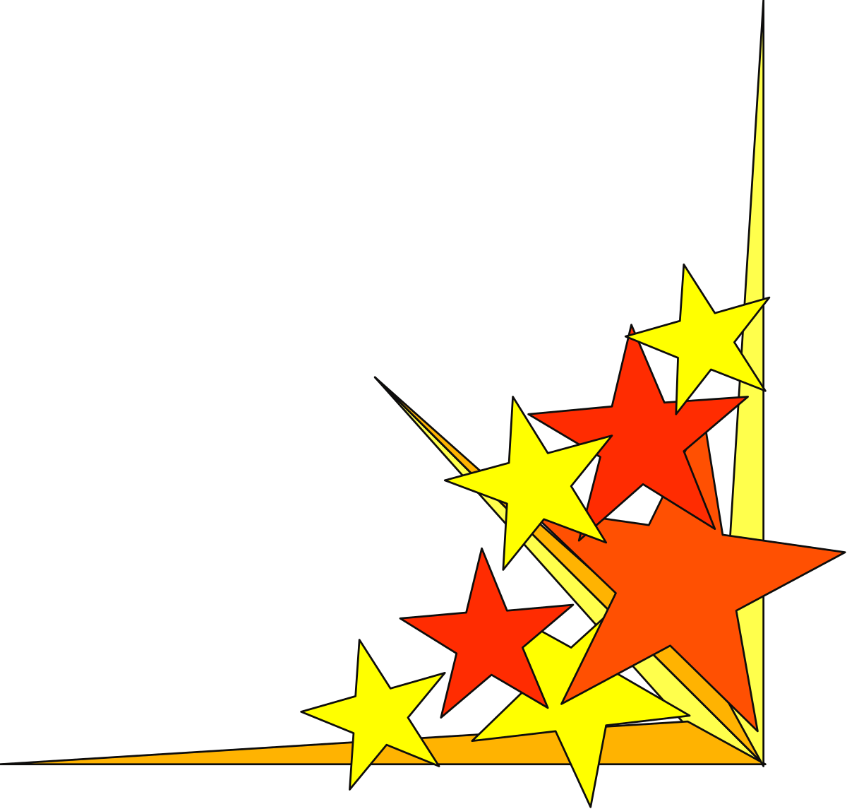 Borders and Corners Clipart with Red and Yellow Stars on Black Background