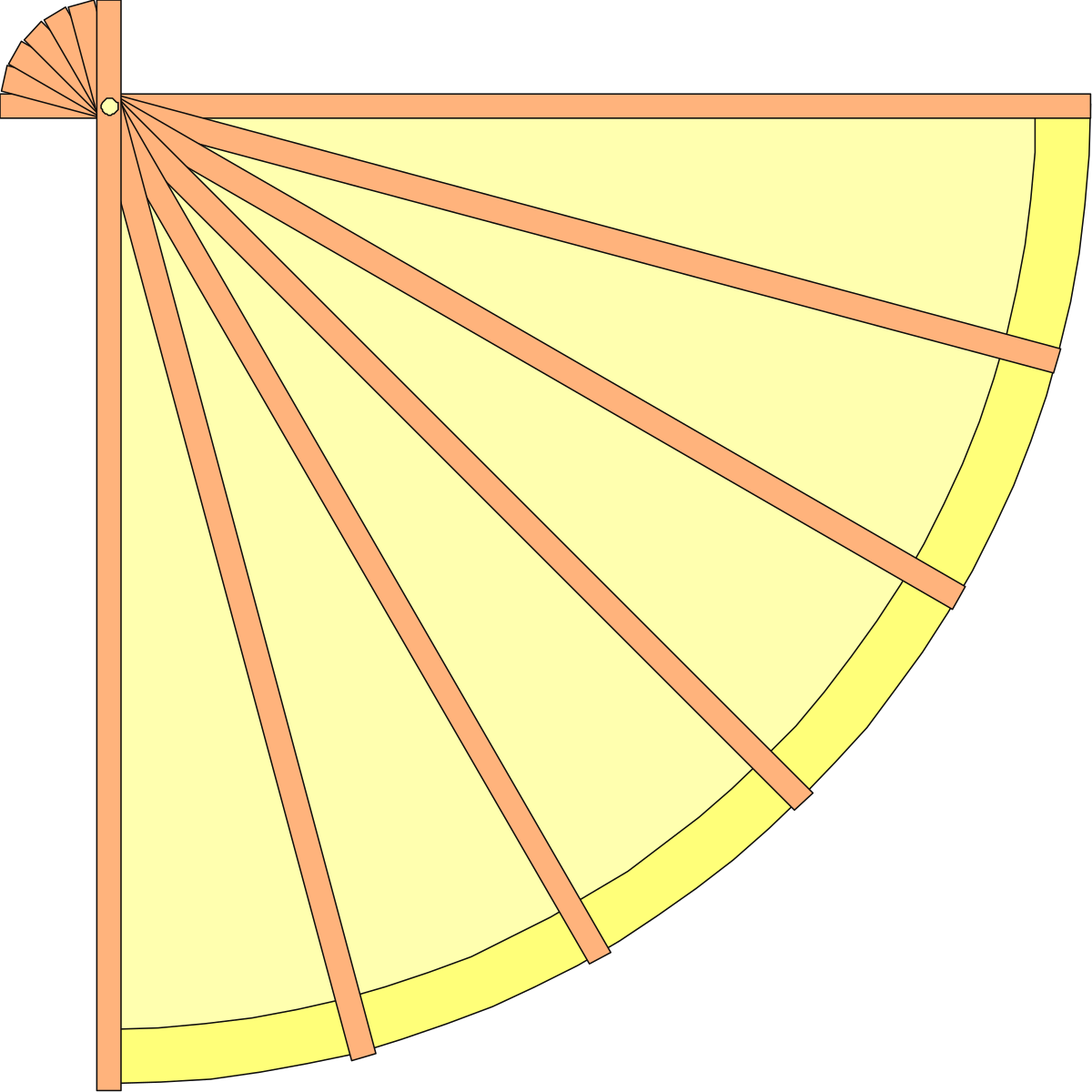 Colorful Yellow and Orange Fan Clipart with Decorative Borders and Corners