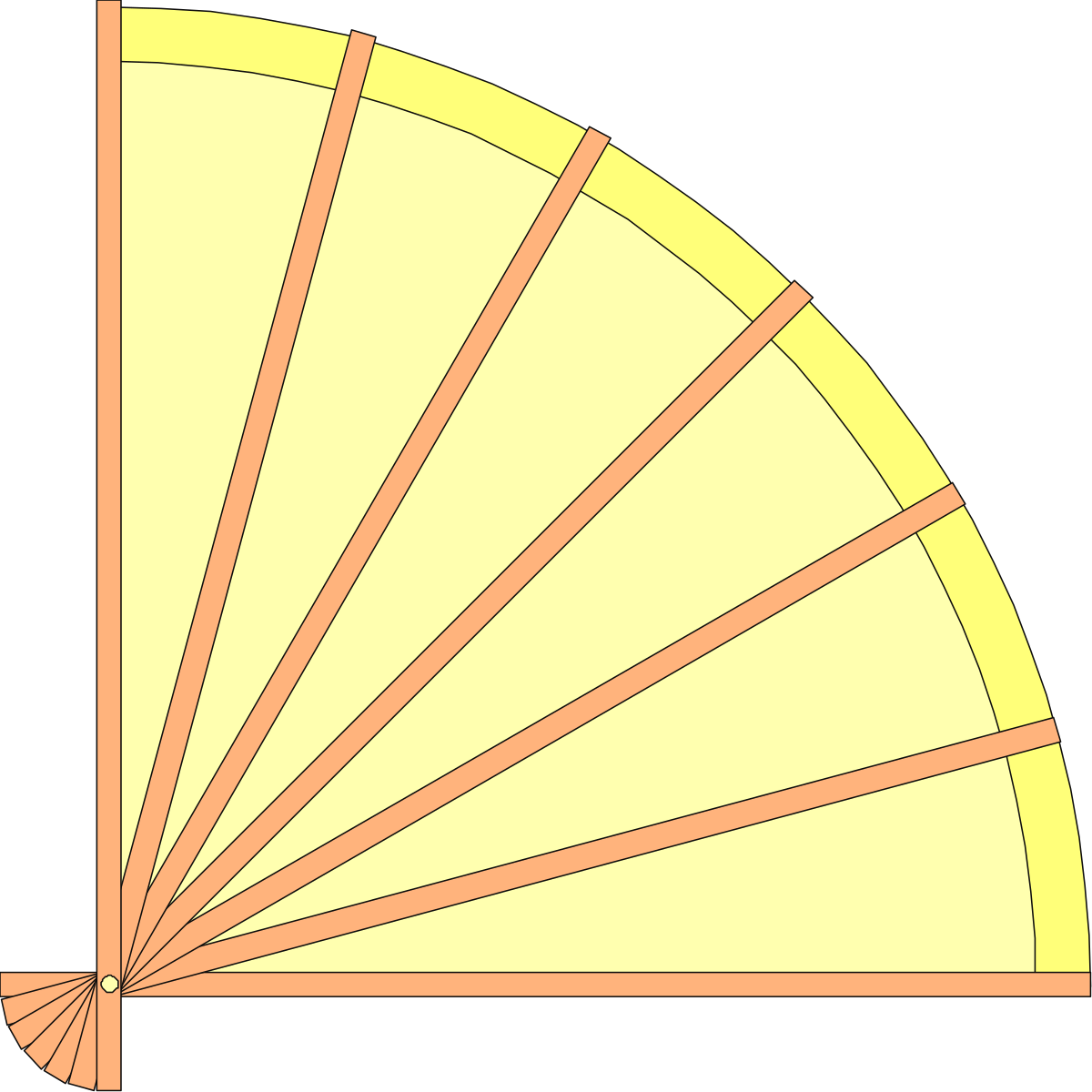 Bright Yellow and Orange Fan Clipart for Decorative Borders and Corners