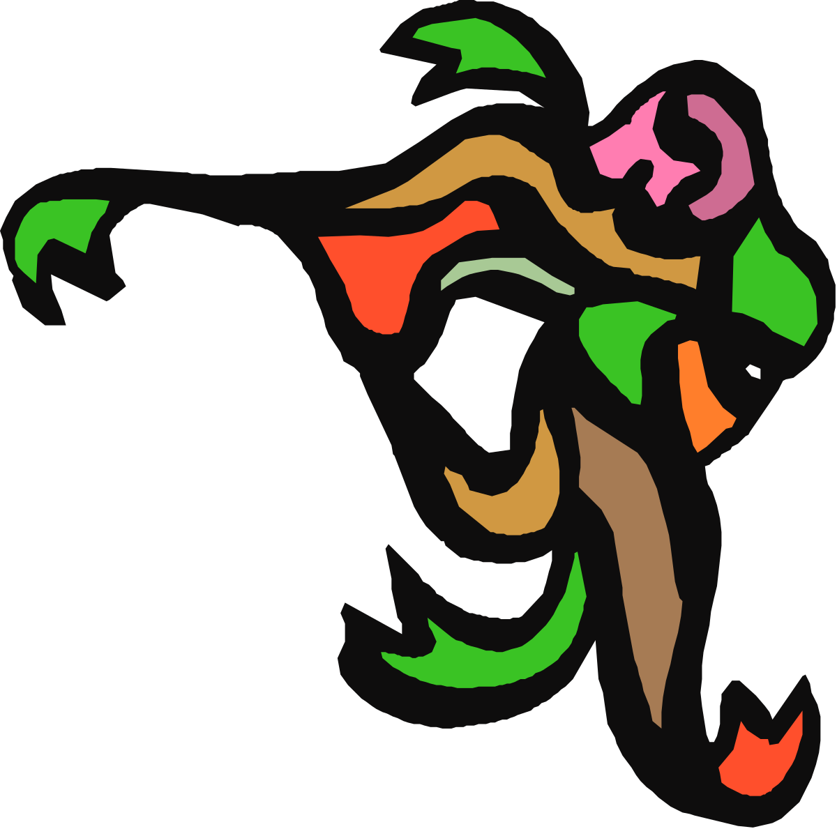 Elephant Clipart with Pink and Green Tail - Stunning Borders and Corners