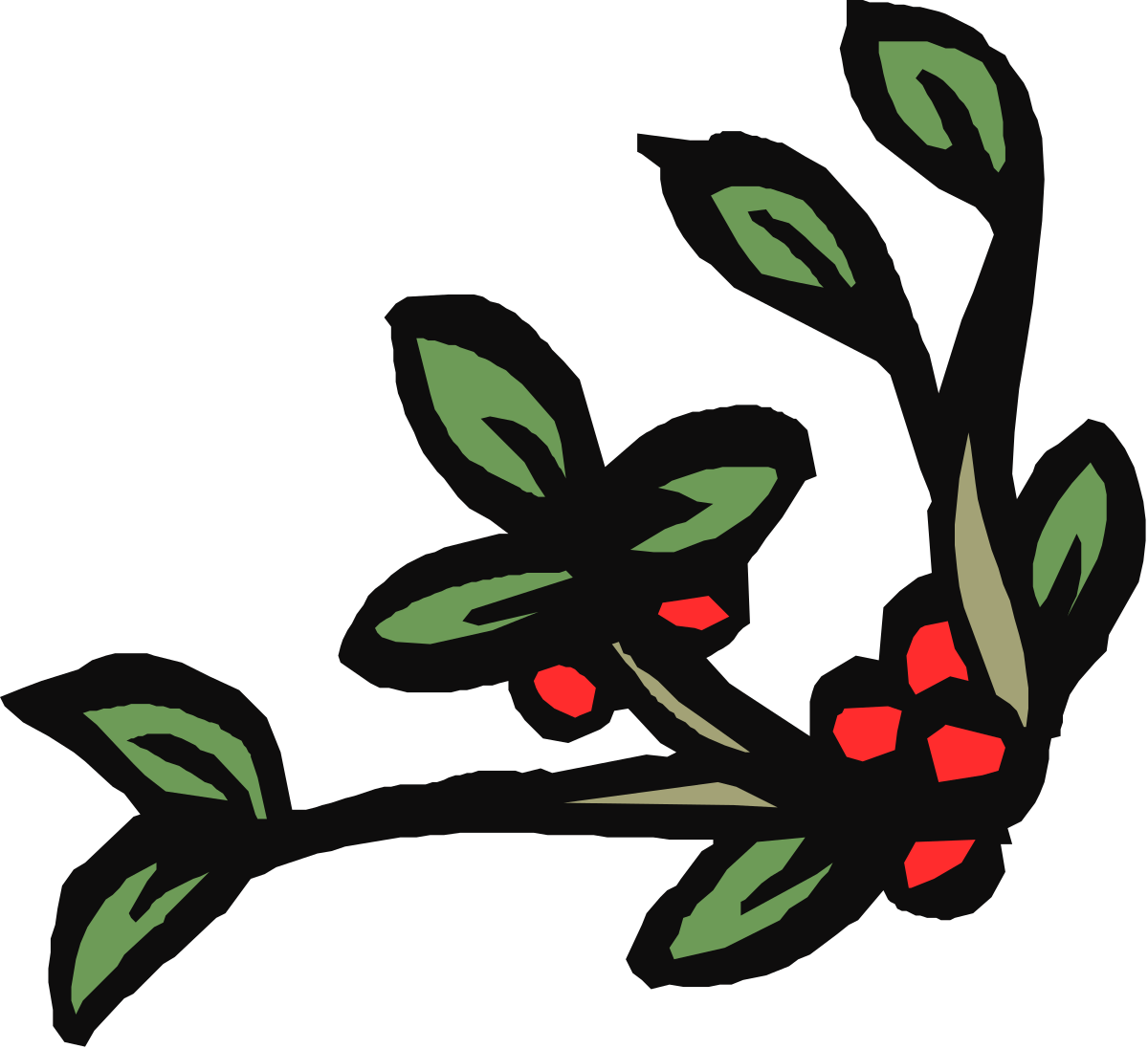 Branch with Red Flowers Clipart | Creative Borders and Corners