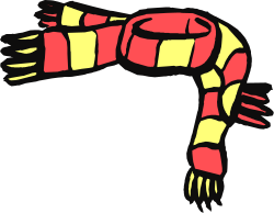 Borders and Corners: Red and Yellow Hand Reaching on Black Background Clipart