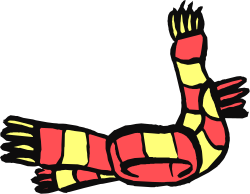 Red and Yellow Hand Clipart with Borders and Corners on Black Background