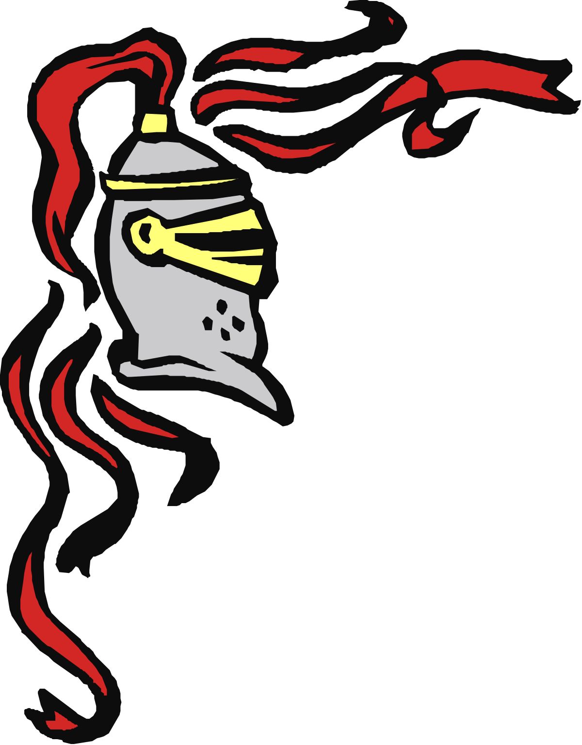 Black and Red Mask Clipart with Decorative Ribbon Borders