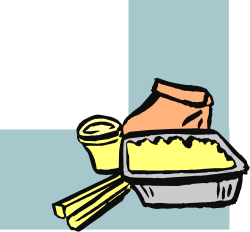 Borders and Corners Clipart: Cake with Fork and Cup Design