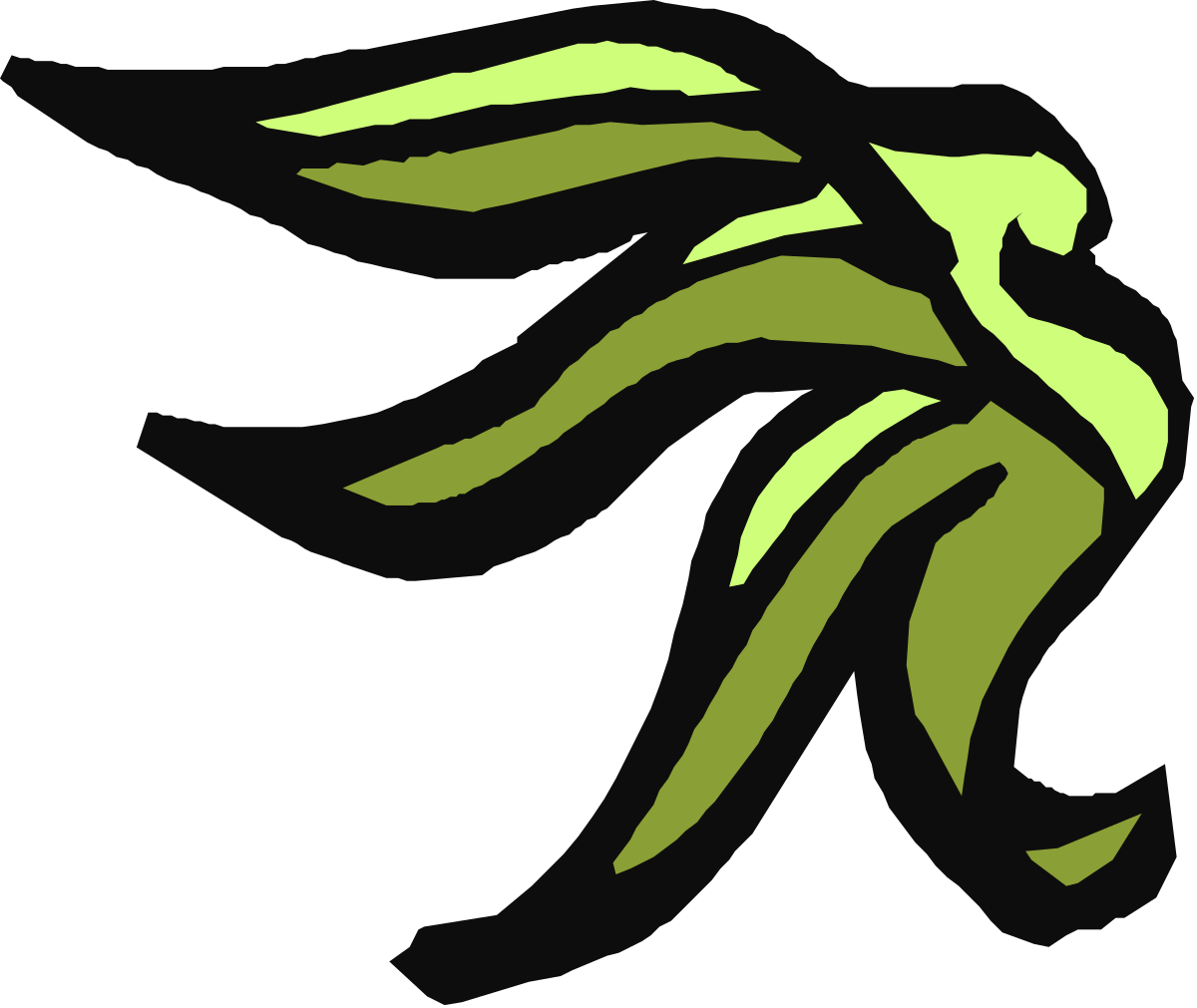 Green and Black Dragon Head Clipart - Decorative Borders and Corners