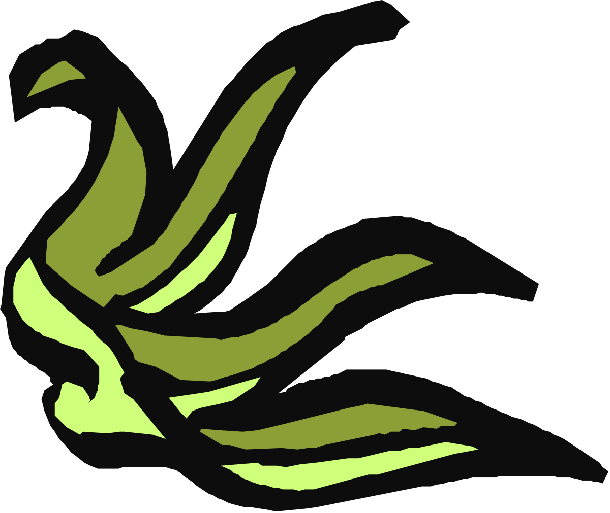 Black and Green Bird Clipart with Long Tail - Borders and Corners Decoration
