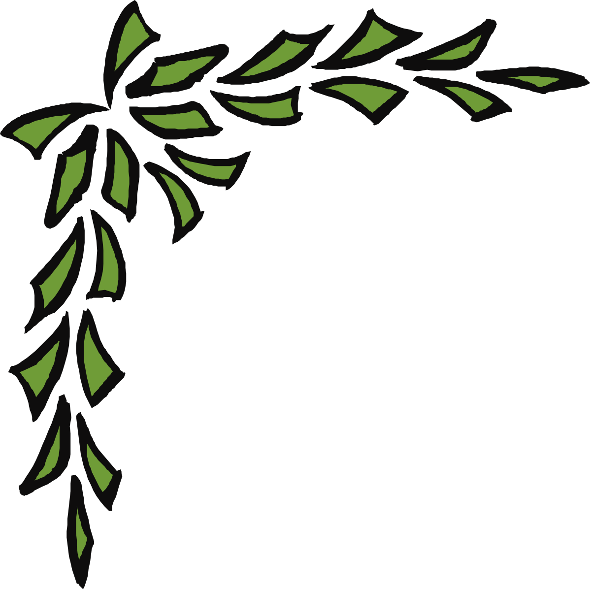 Elegant Border Corners with Branch and Leaves Clipart