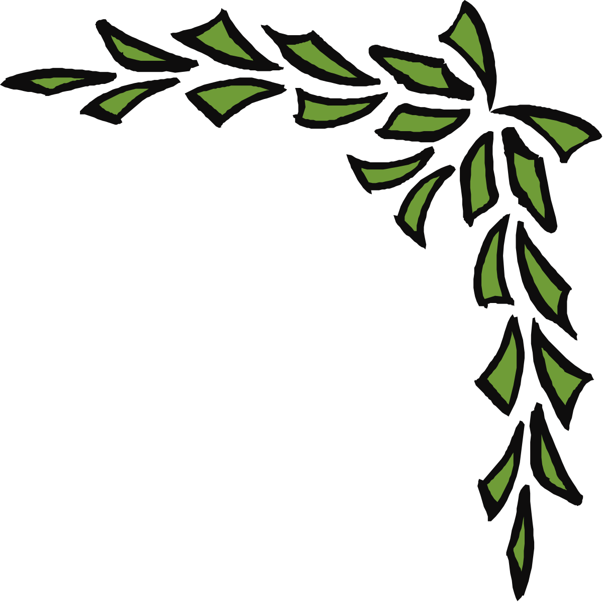 Borders and Corners Clipart: Branch with Leaves for Creative Designs