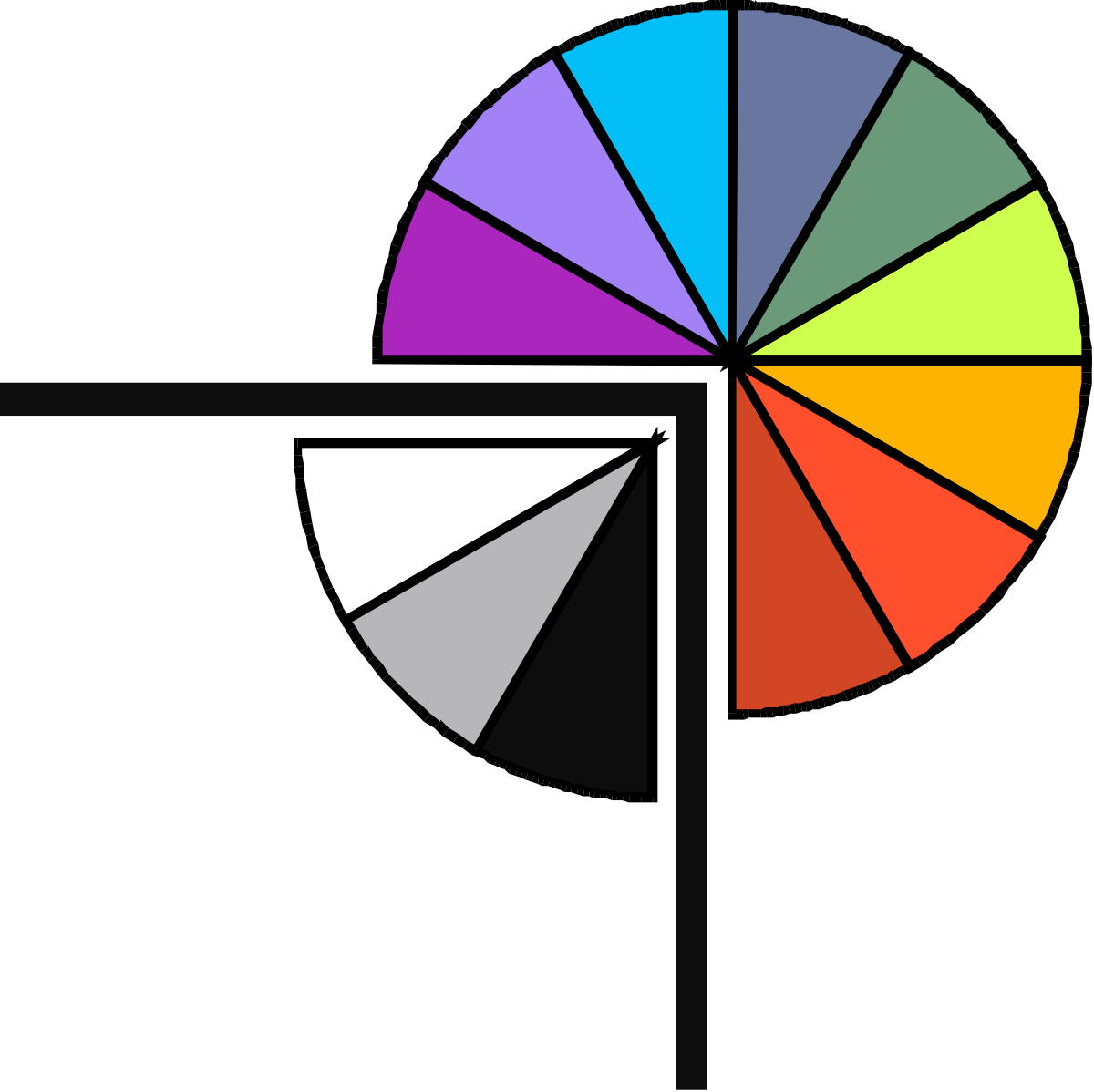 Colorful Circle with Color Wheel Borders and Corners for Creative Clipart