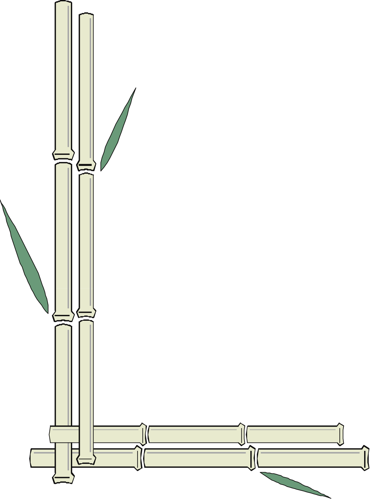 Bamboo Pole Borders and Corners SVG Clipart for Creative Designs