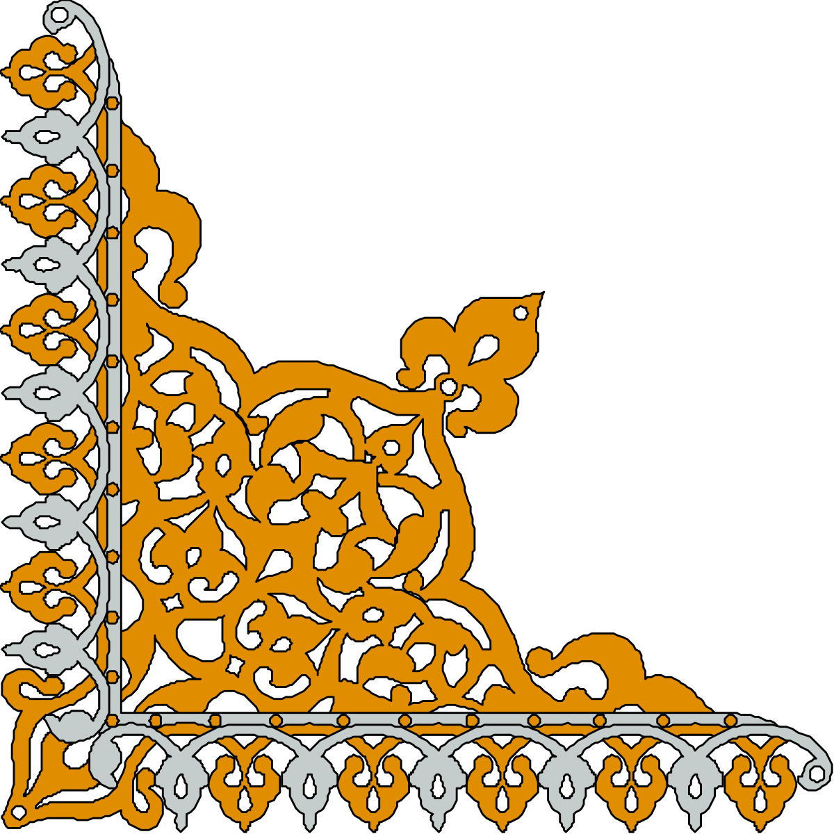 Decorative Orange and White Flower Borders and Corners Clipart