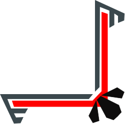 Red and Gray Square Border Clipart with Bow: Elegant Decorative Design