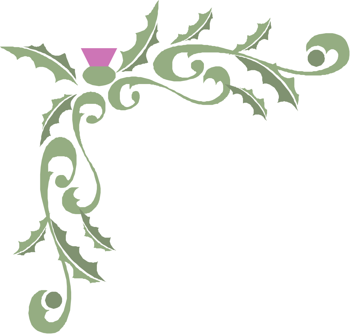 a green and pink flower with leaves clip art png transparent Green and Pink Flower Clipart with Elegant Borders and Corners
