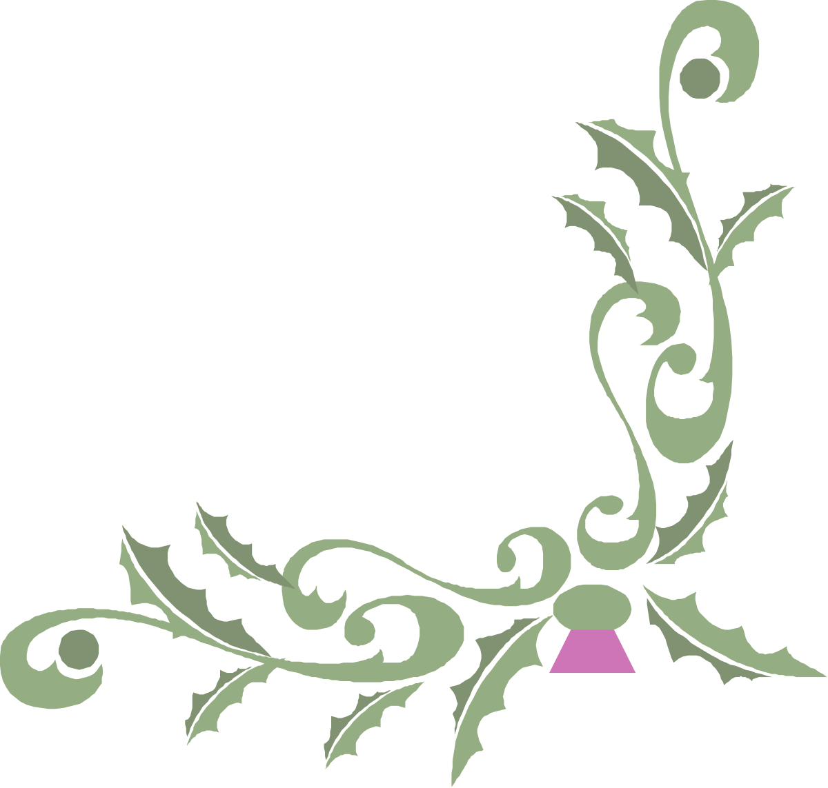 a green and pink flower with leaves clip art png transparent Borders and Corners Clipart: Green and Pink Flower Design