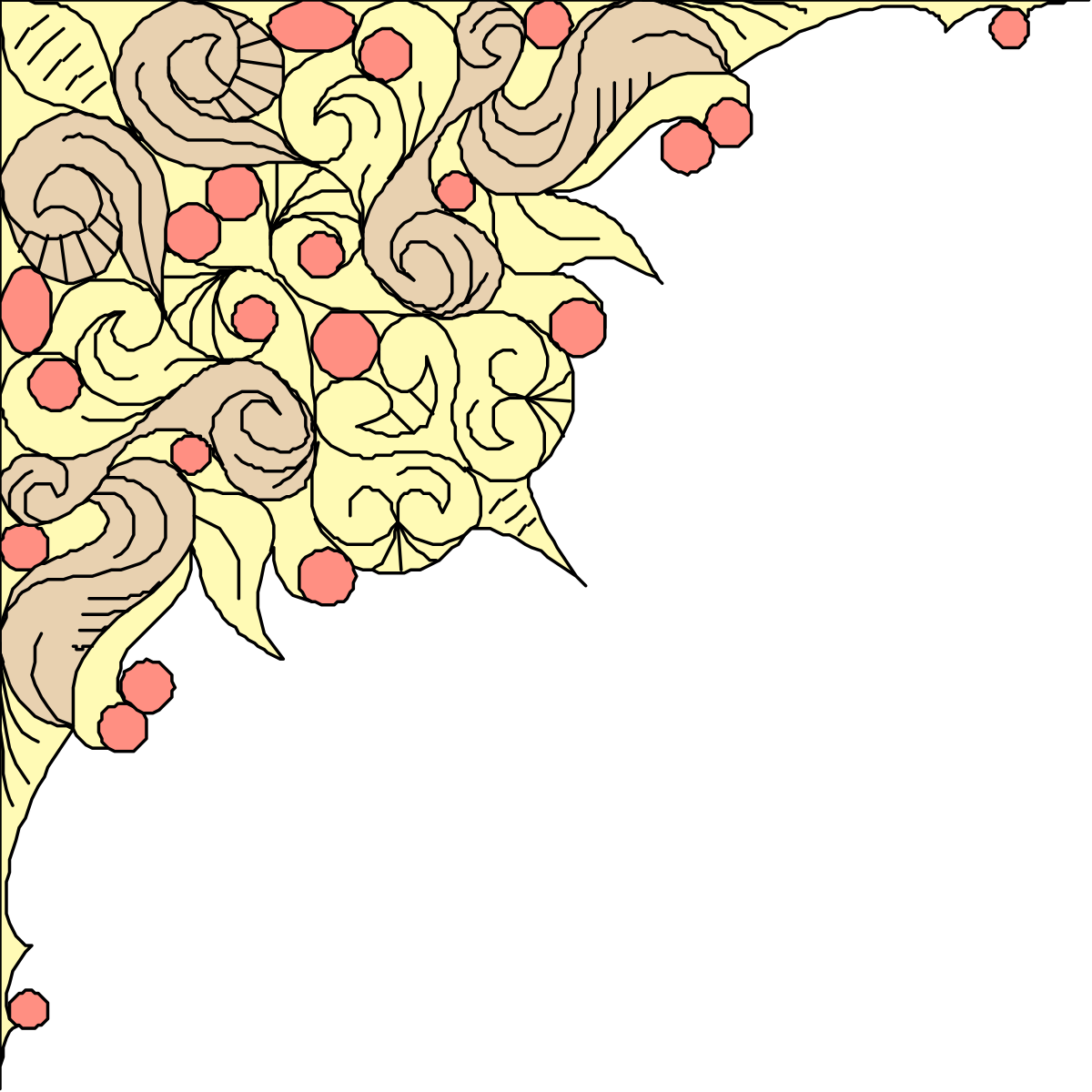 Floral Borders and Corners Clipart - Pink Flowers and Leaves Design