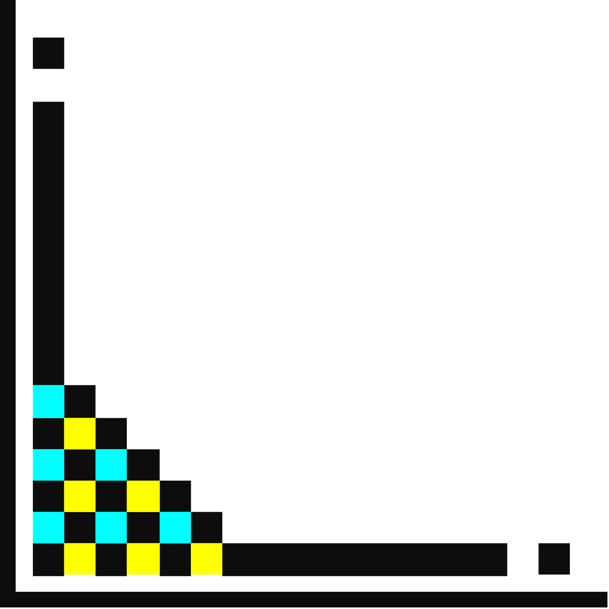 Borders and Corners Clipart: Black and Yellow Square with Blue Accent