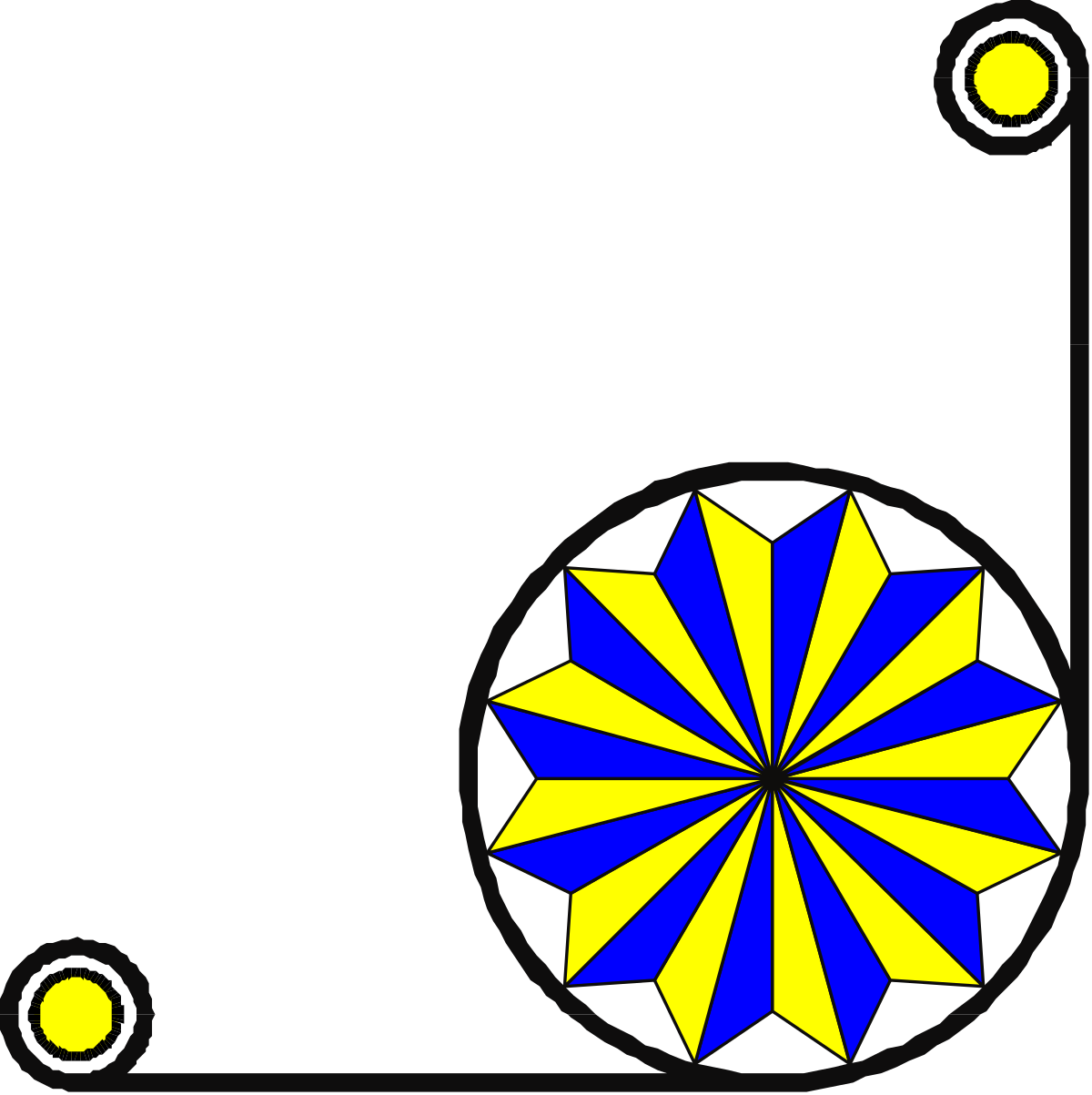 Blue and Yellow Flower Clipart with Vibrant Borders and Corners
