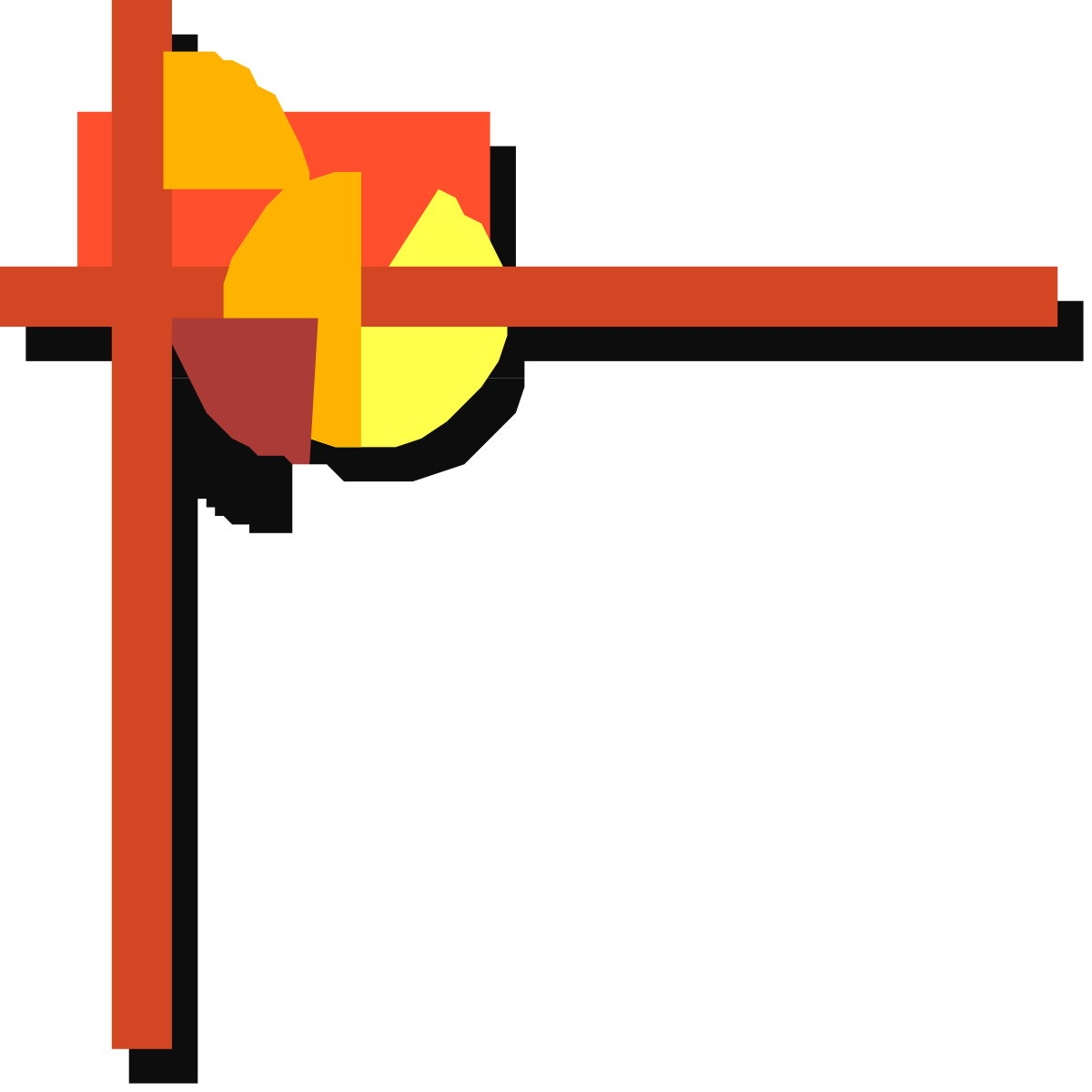 Red and Yellow Cross Clipart with Decorative Borders and Corners