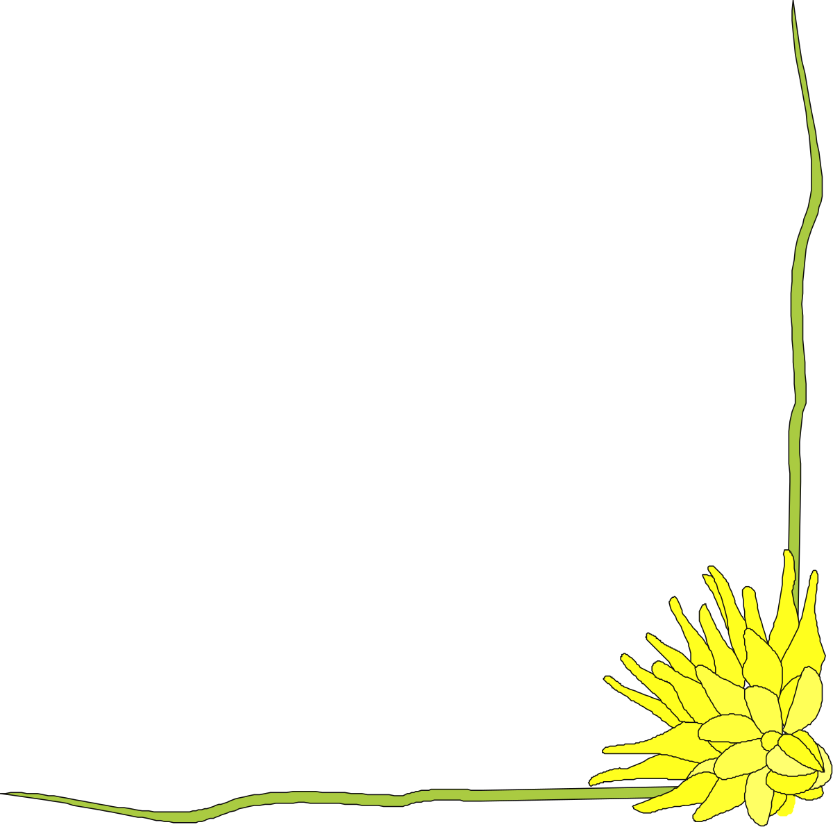 Yellow Flower Borders and Corners Clipart on Black Background