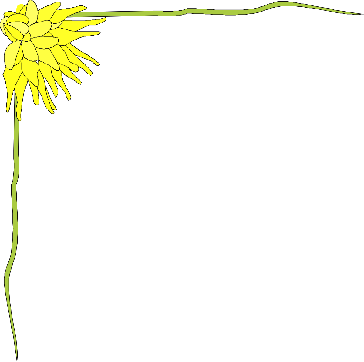 Elegant Yellow Flower Border Clipart on Black Background