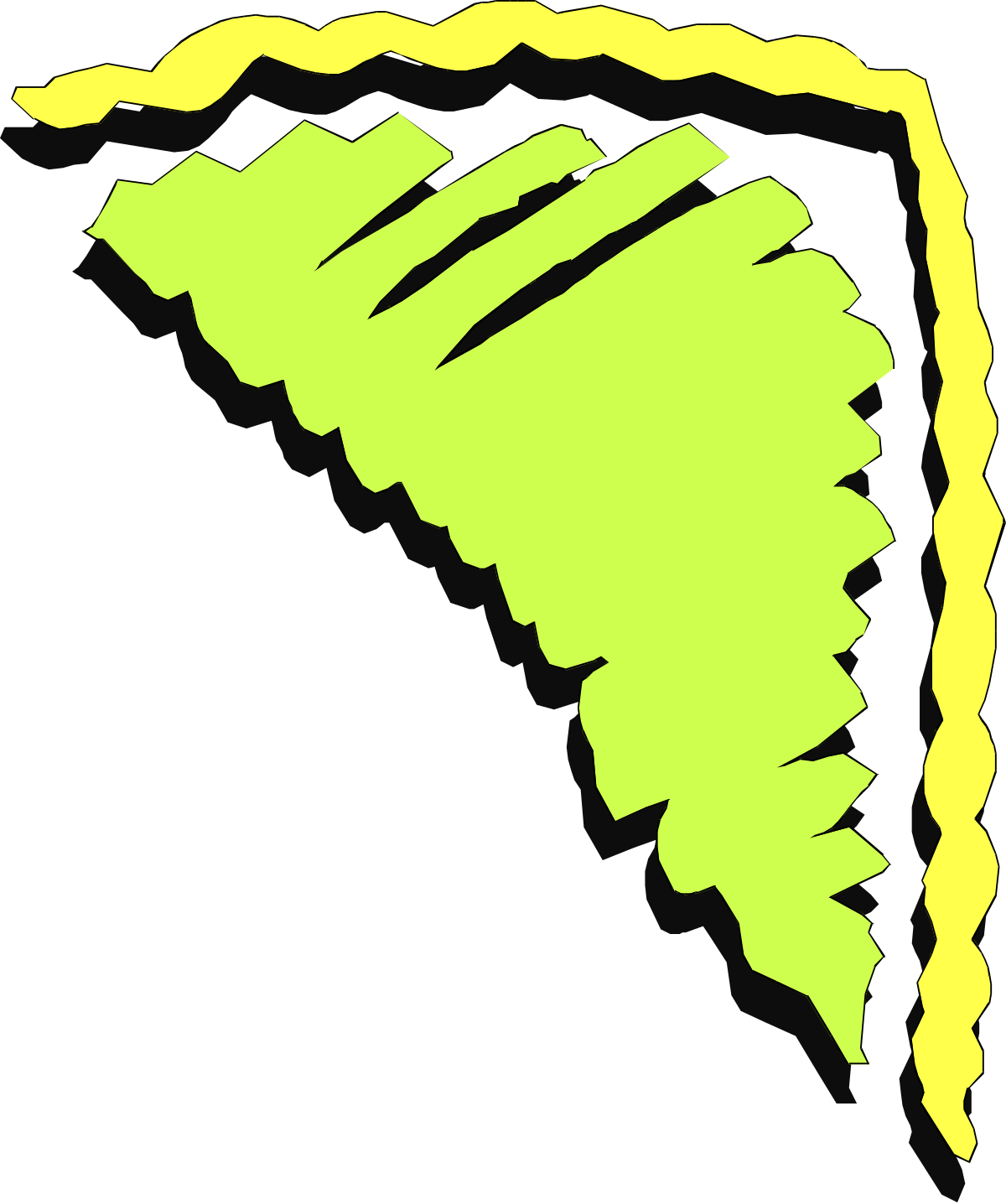 Green Leaf with Yellow Highlights Clipart - Elegant Borders and Corners Design