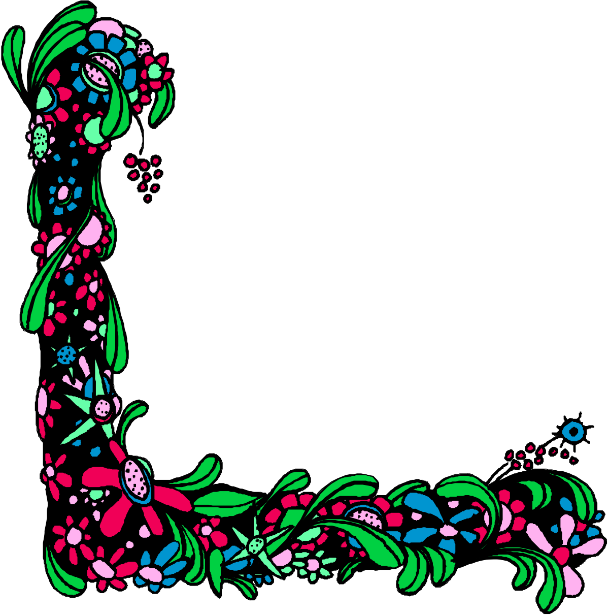 Floral Frame Borders and Corners Clipart � Elegant White Background Design