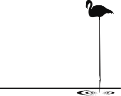 Black and White Silhouette of a Flamingo Standing in a Pool - Elegant Clipart for Borders and Corners