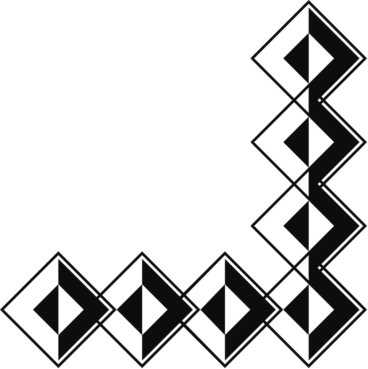 Borders and Corners Clipart: Black and White Square with Triangles