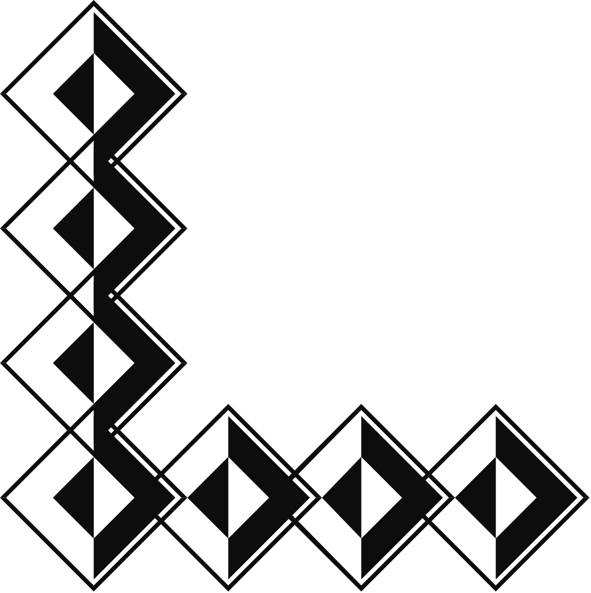 Black and White Square with Triangle Clipart Borders and Corners