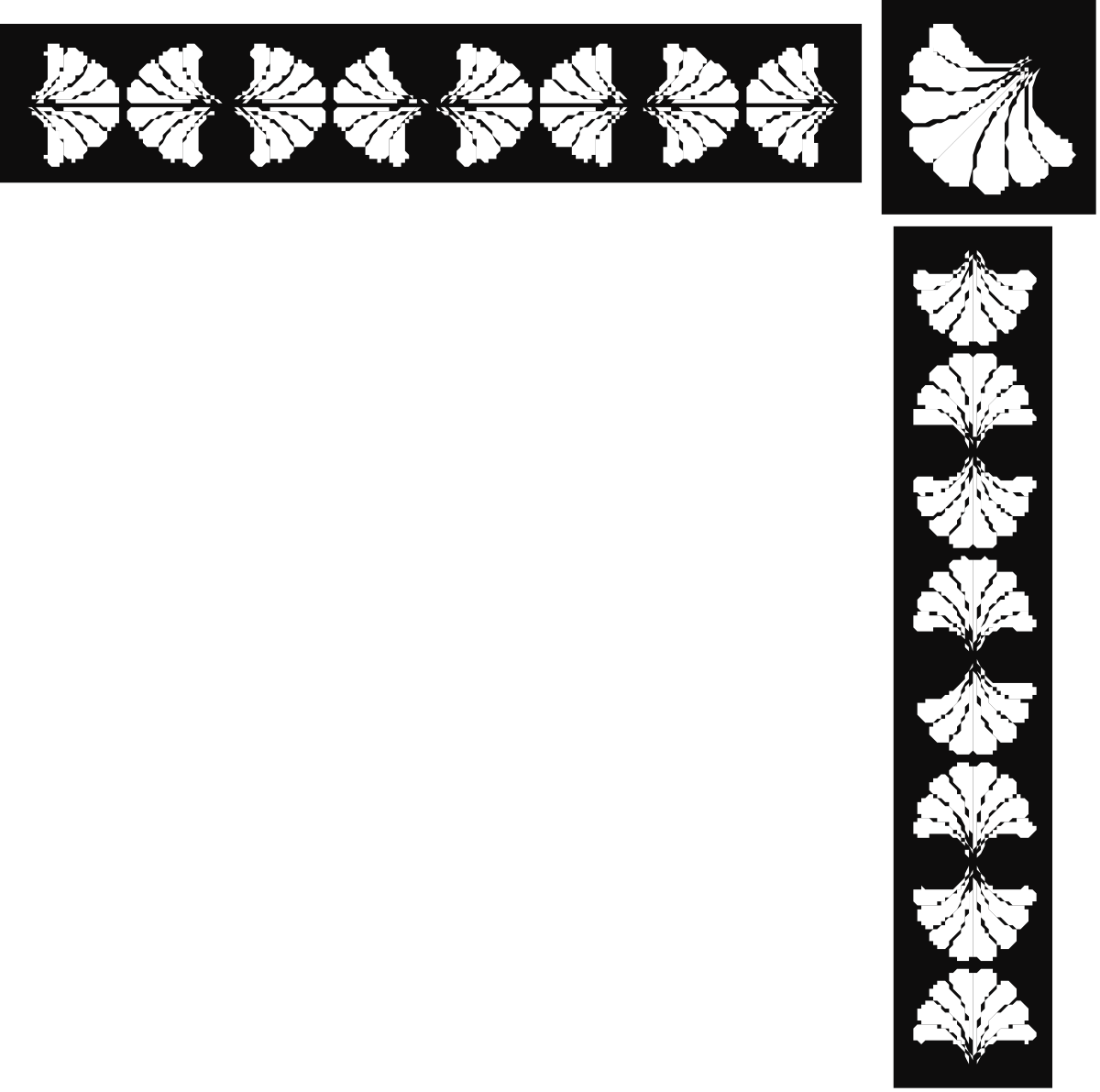 Elegant Black and White Leaf Borders and Corners Clipart