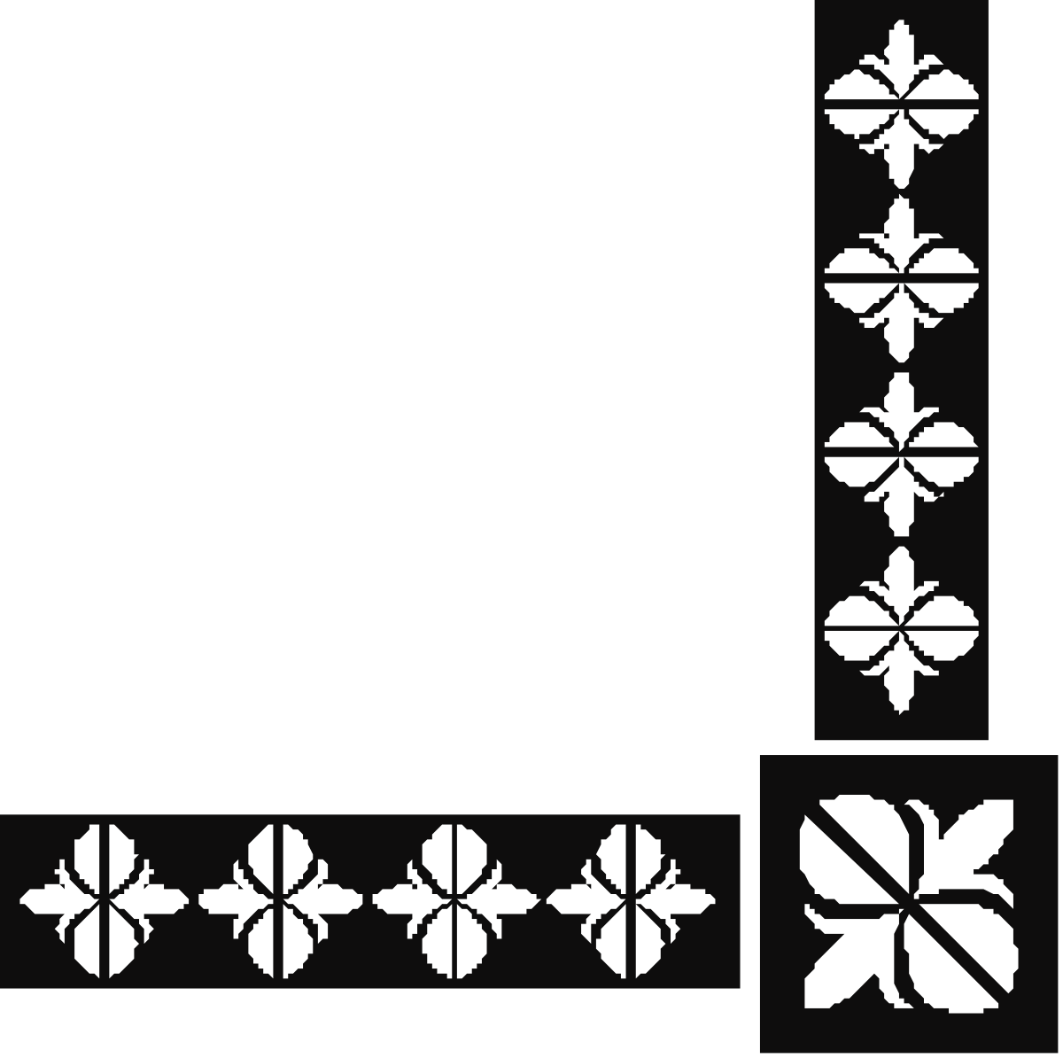 Black and White Floral Borders and Corners Clipart Design