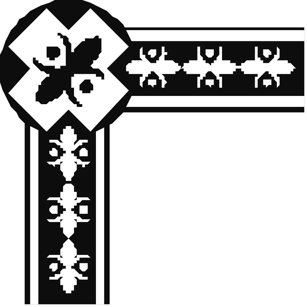 Cross Borders and Corners Clipart with Central Cross Symbol