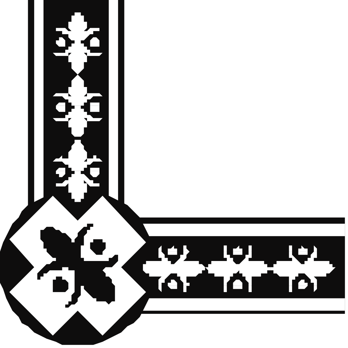 Elegant Borders and Corners with White Cross Design Clipart